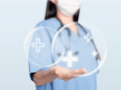 Healthcare worker with digital technology